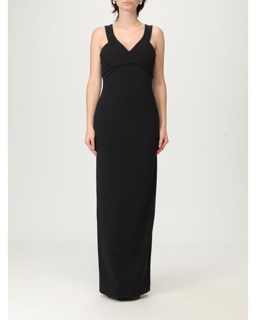 Solace London Black Elegant Dress With Sleeveless And V-Neck Design For Special Occasions