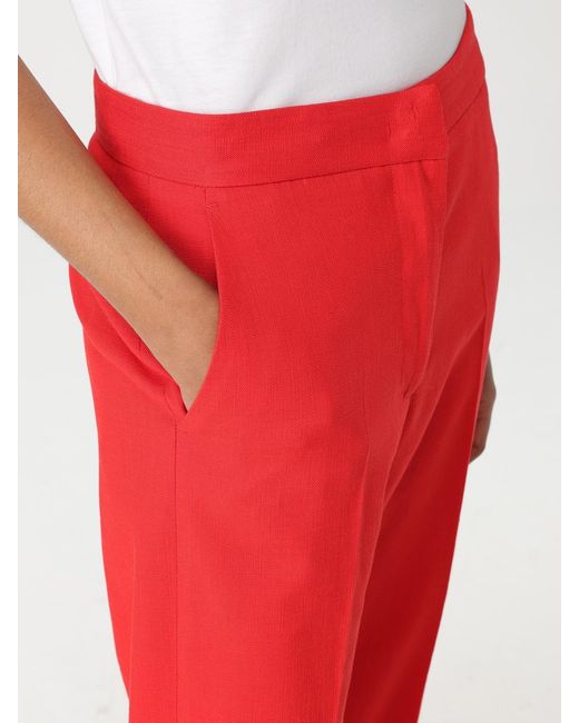 MSGM Red Cropped Wide Leg Pants