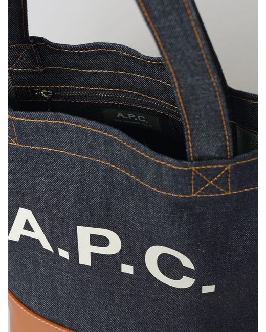 A.P.C. Blue Alex Tote Denim And Leather Shoulder Bag
