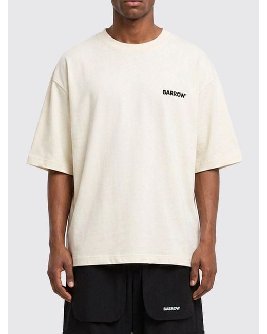 Barrow White Cotton T-Shirt With Logo for men