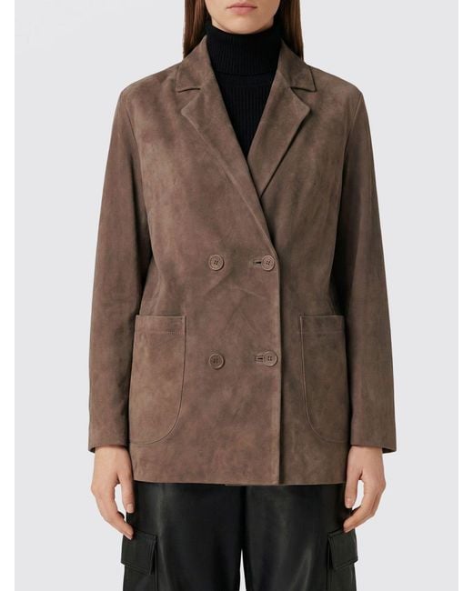 Salvatore Santoro Brown Double-Breasted Suede Blazer
