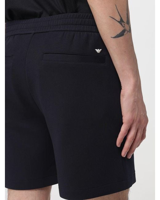 Emporio Armani Blue Cotton Blend Shorts for men