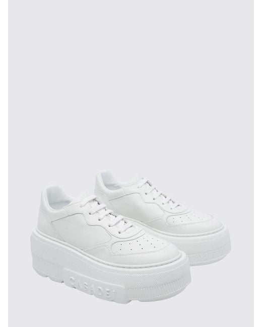 Casadei White Leather Platform Sneakers