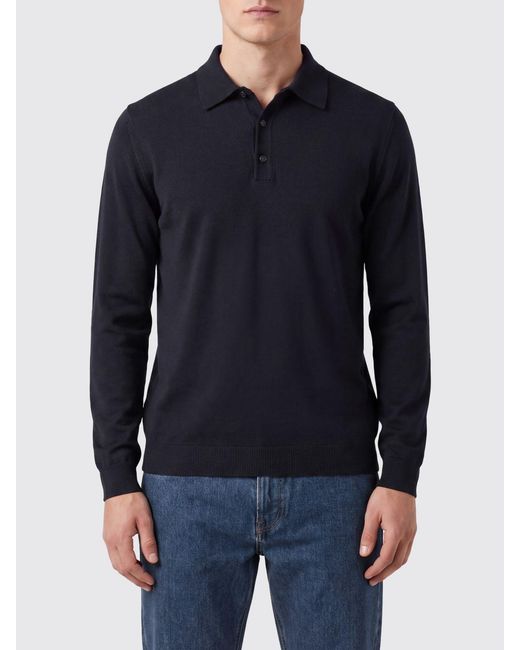 Roberto Collina Blue 3-Button Merino Wool Knit Polo Shirt for men