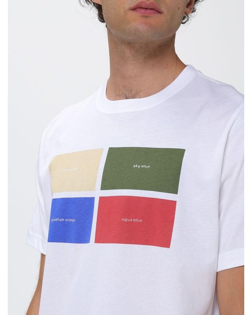 Paul Smith White Contrasting Graphic Print Organic Cotton Crewneck T-Shirt for men