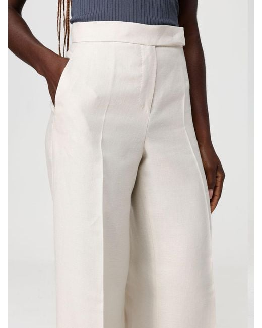 Max Mara White Badesse Palazzo Linen Trousers