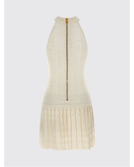 Balmain White Viscose Blend Dress With Buttons