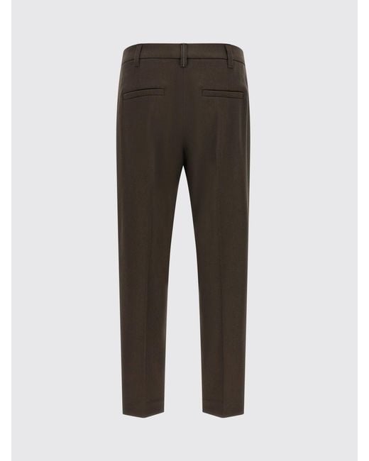 Brunello Cucinelli Brown Slim Fit Stretch-Virgin Wool Trousers With Monili Embroidery