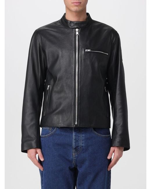 Belstaff Black Leather Track Racer Jacket for men