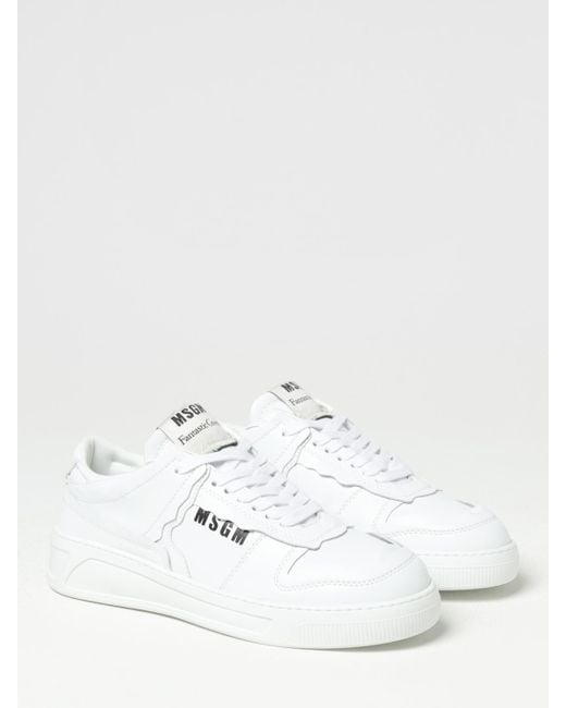 MSGM White Fantastic Green Sneakers In Recycled Synthetic Leather for men