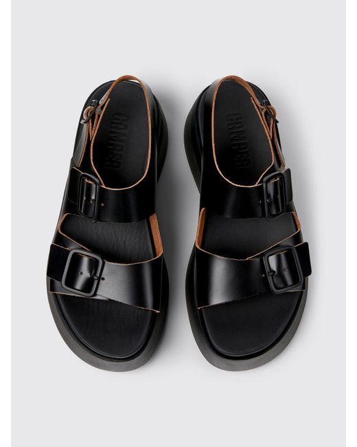 Camper Black Flat Sandals