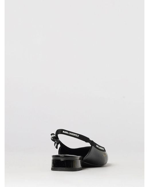 Karl Lagerfeld White Patent Leather Slingback Ballerinas