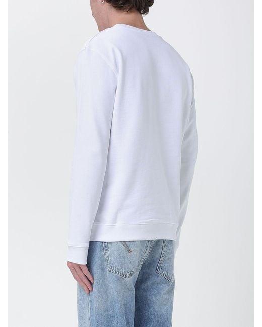 Dondup White Cotton Crew Neck Sweatshirt With Logo for men