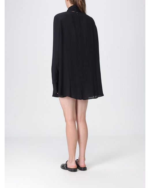 Totême Black Long-Sleeved Mini Chemisier Dress