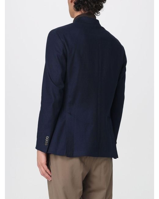 Boglioli Blue Cotton Blend Double-Breasted Blazer for men