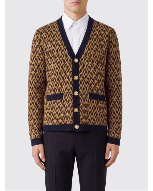 Valentino Garavani Blue Vlogo Jacquard Cashmere Cardigan for men