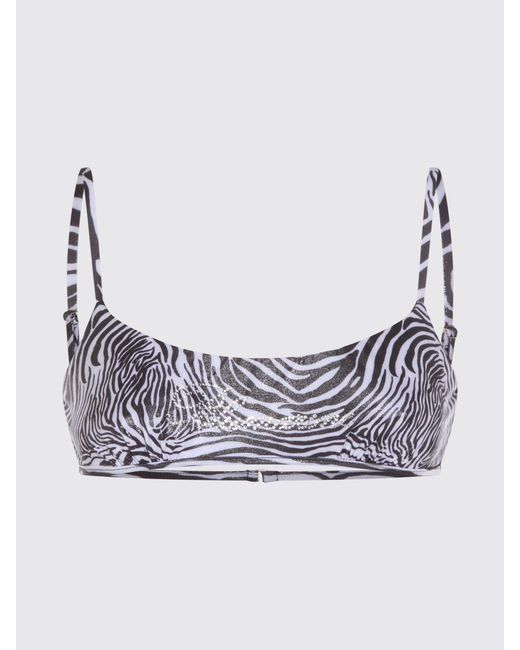 Blumarine Blue Zebra Print Stretch Polyester Bikini Top