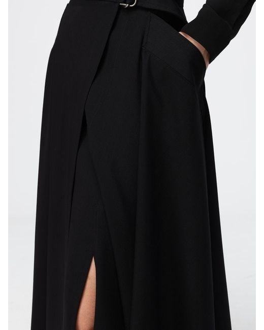 Burberry Black High-Waisted Merino Wool Midi Wrap Skirt With Concealed Closure