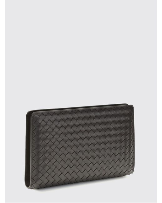 Bottega Veneta Gray Agenda Intrecciato Leather Clutch