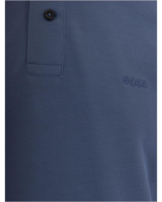 Boss Blue Cotton Polo Shirt for men
