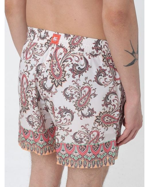 Etro Pink Polyester Swimsuit With Paisley Print for men
