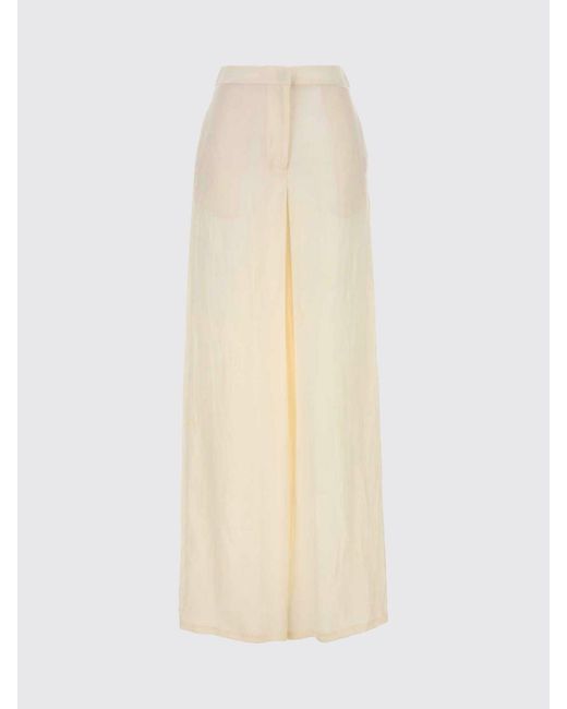 Blumarine Natural High-Waisted Wide-Leg Trousers