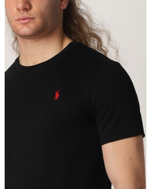 Polo Ralph Lauren Black Cotton T-shirt With Logo for men