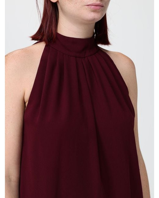 Hanita Red Single-Breasted Polyester Blazer With Lace Inserts And V-Revers