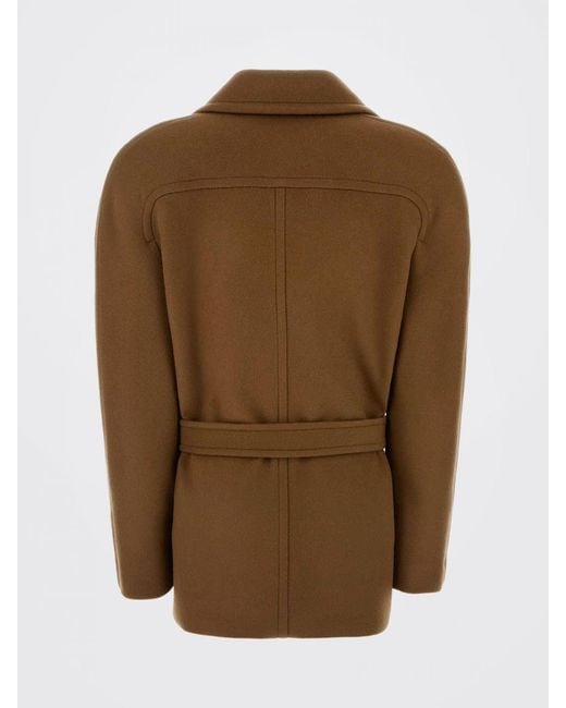 Stella McCartney Brown Double-Breasted Wool Coat