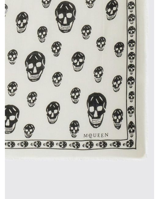 McQueen White Skull Jacquard Modal Scarf
