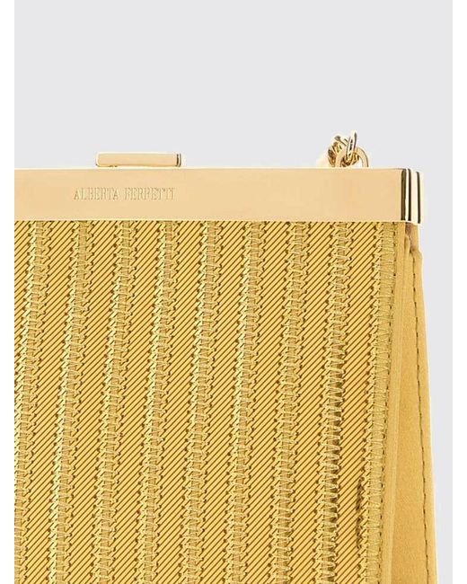 Alberta Ferretti Yellow Abstract Pattern Viscose Mini Handbag With Chain Strap