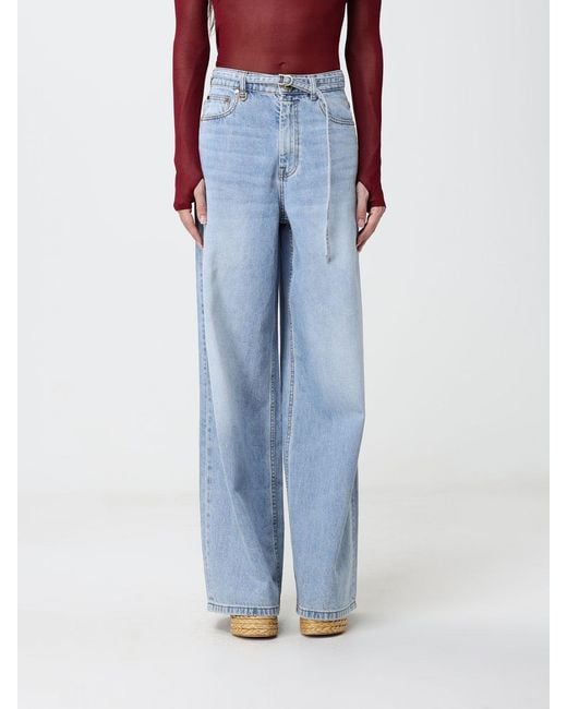Zimmermann Blue Indra High-Waisted Wide-Leg Denim Jeans With Belt