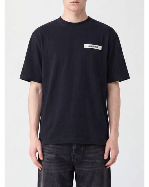 Jacquemus Blue Contrast Appliqué Logo Cotton Crew-Neck T-Shirt for men