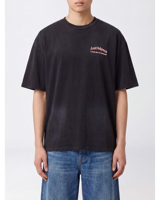 Amiri Black Relaxed Fit Cotton T-Shirt With Graphic Print And Dropped Shoulders for men