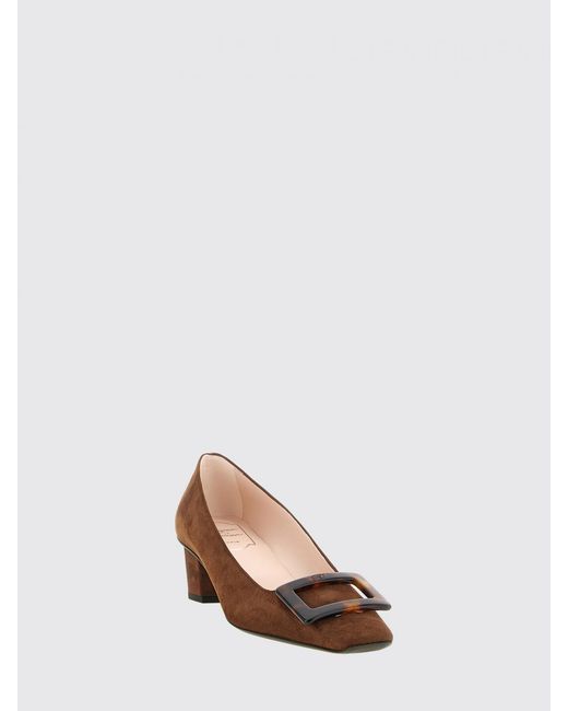 Roger Vivier Brown Suede Pumps With Buckle And Low Heel