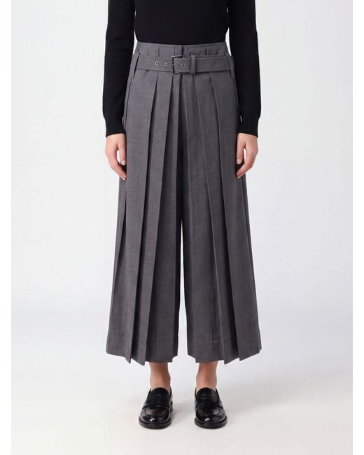 Brunello Cucinelli Black Cropped Wide-Leg Pleated Wool Trousers