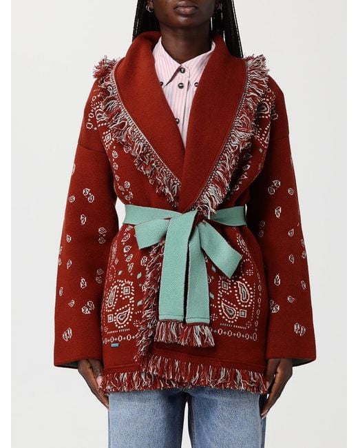 Alanui Red Bandana Pattern Robe Cardigan