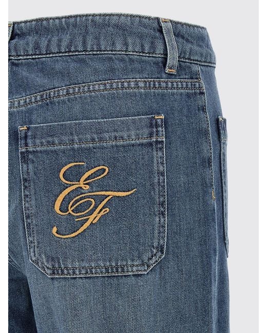 Elisabetta Franchi Blue High-Waisted Straight-Leg Stretch Denim Jeans With Embroidered Logo