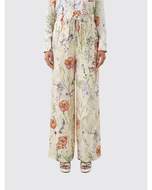 McQueen Natural Printed Viscose Palazzo Trousers
