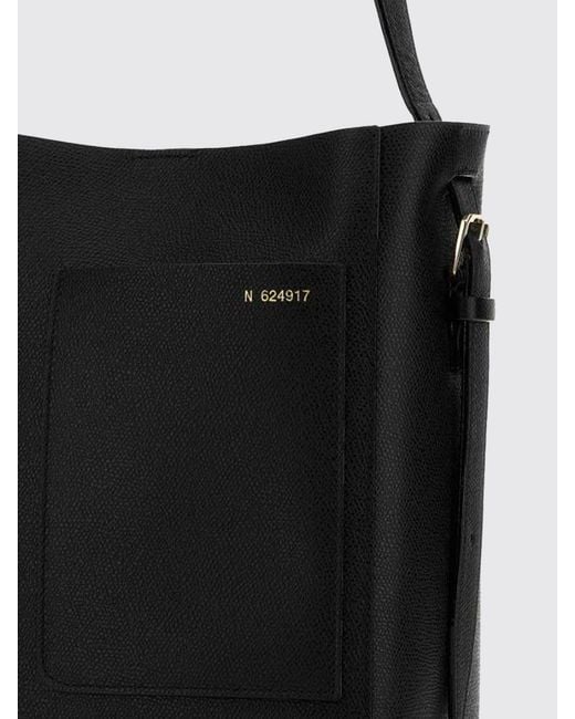Valextra Black Grained Leather Bucket Bag