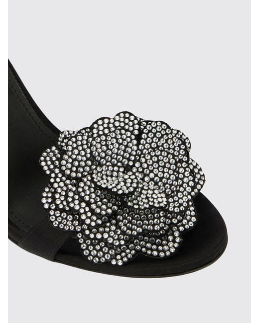 Philipp Plein Black Suede Stiletto Heel Sandals With Crystal Flower