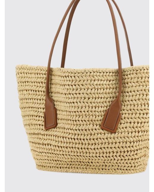 Bottega Veneta Metallic Medium Arco Raffia Tote Bag With Double Leather Handles