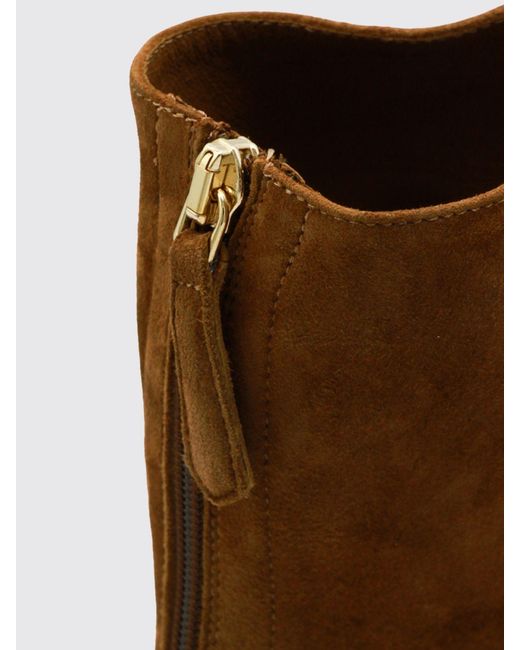 Aquazzura Brown Suede Ankle Boots With Spool Heel And Rear Zip Closure