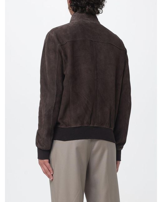 Boglioli Brown Suede Bomber Jacket for men