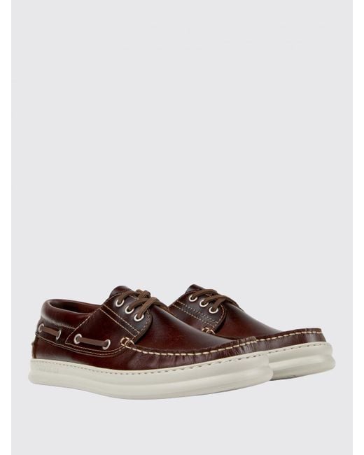 Camper Brown Runner Leather Boat Loafers for men