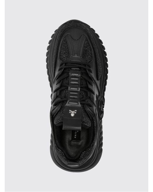 Philipp Plein Black Supersonic Leather And Suede Trainers With Crystals And Chunky Sole for men