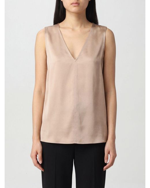 Loulou de Saison Natural Sleeveless V-Neck Linen And Silk Blend Blouse