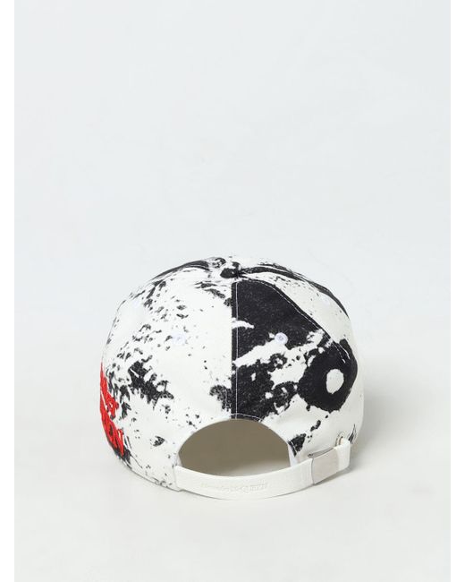 Cappello in twill stampato di Alexander McQueen in White da Uomo