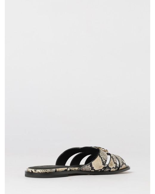 Pinko White Milly 04 Python Print Leather Mules