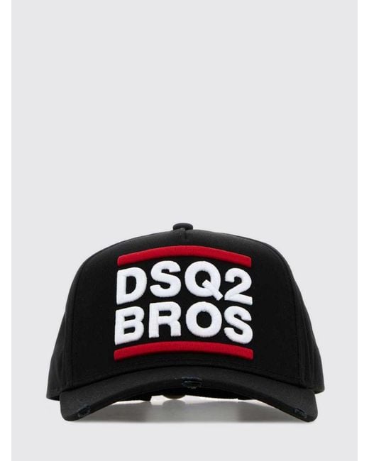 DSquared² Black Logo Cotton Twill Cap for men